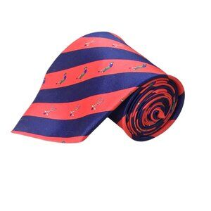 Ben Chagal Mens Red & Navy Silk Golf-Themed Patterned Necktie 60" Long Accessory